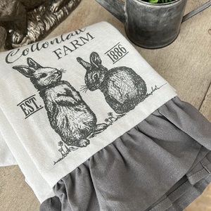 Cottage Farmhouse Shabby Chic Spring Easter bunny kitchen towels with ruffles